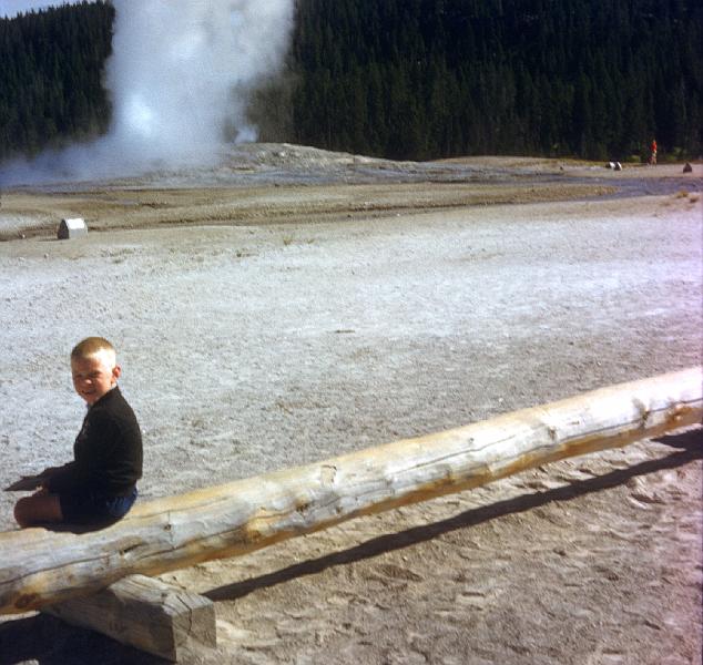 yellowstone, Richard old faithful.jpg - Richard at Yellowstone National Park